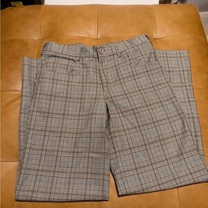 Ben Sherman Camel, Blue, Black and Cream Plaid Dress Pants W/ Wide Leg 30 Short